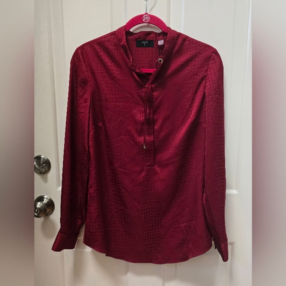 Tahari T Red Long Sleeve Blouse-NWT